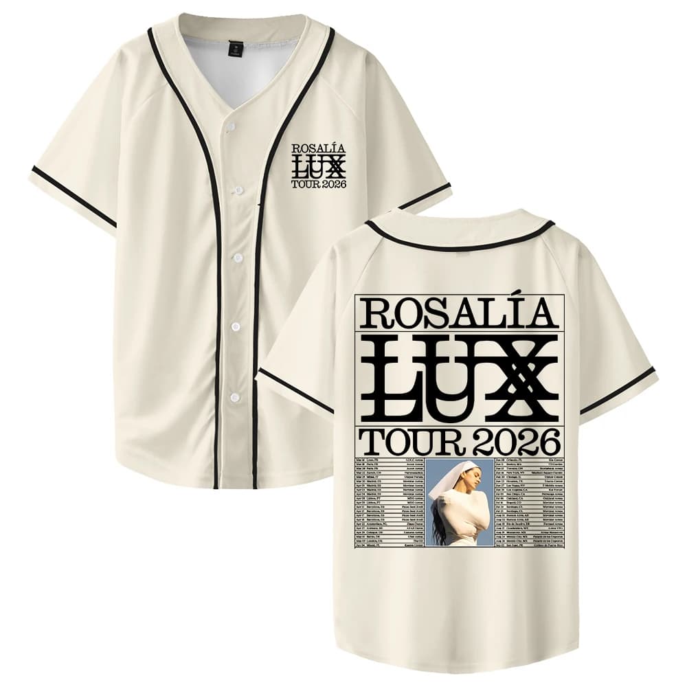 Rosalia LUX Tour 2026 Jersey Giacca da baseball Camicie Scollo a V Manica corta Button-up Tee Uomo Donna Streetwear Top