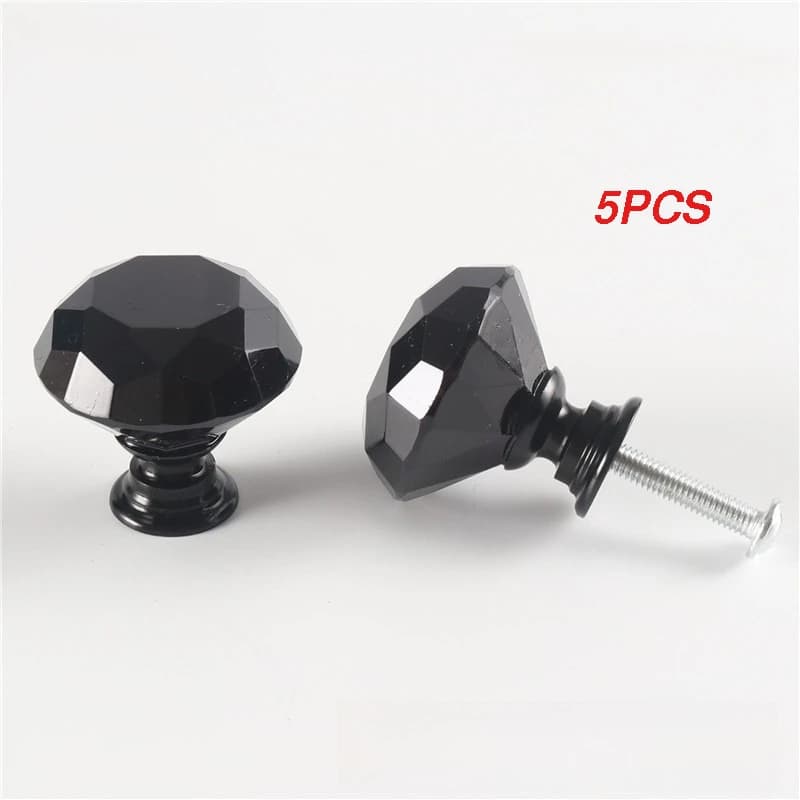 Maniglia per armadio con cassetto in cristallo nero da 30 mm Maniglia per porta dell'armadio in vetro con diamante a foro singolo Commercio all'ingrosso