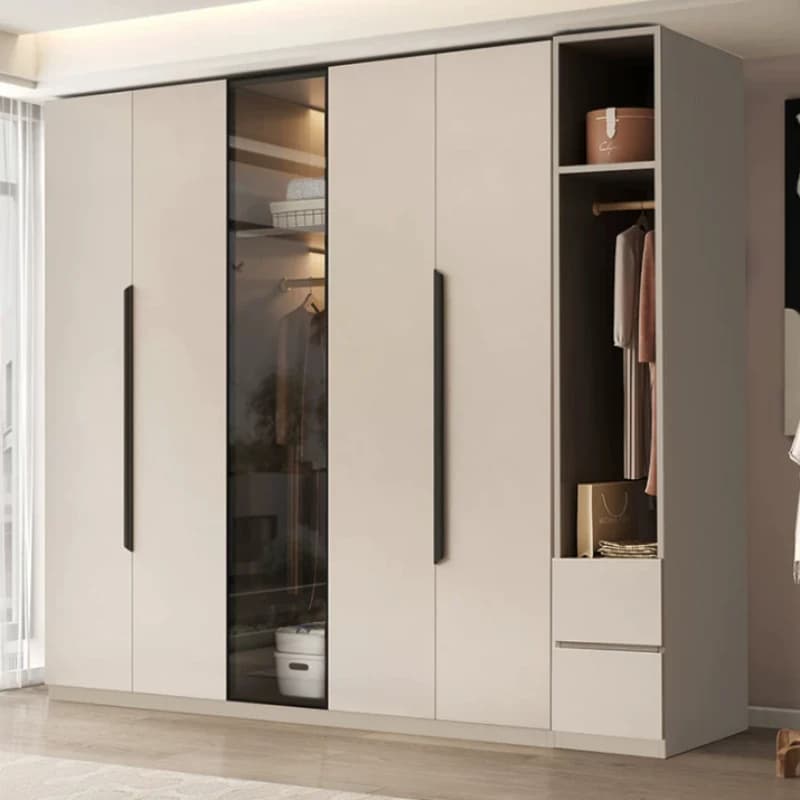 Bookcase Door Wardrobes Glass Fluted Open Organizer Wardrobes Luxury Tall Armadio Camera Da Letto Bedroom Sets Full Furniture