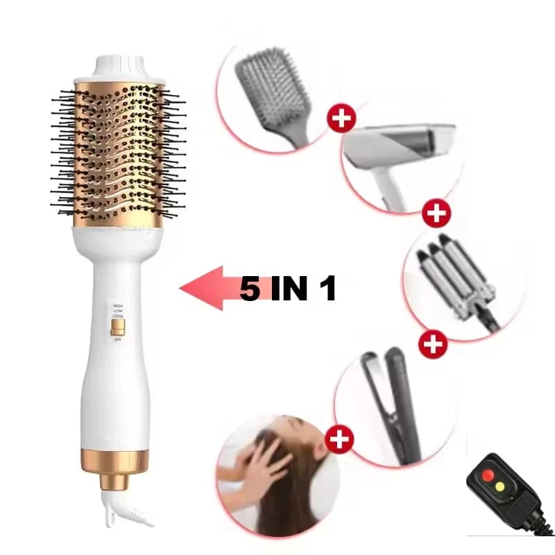 Hot air brush 3 in 1 with attic and comb to negative ions, straight and curled in a curling wand