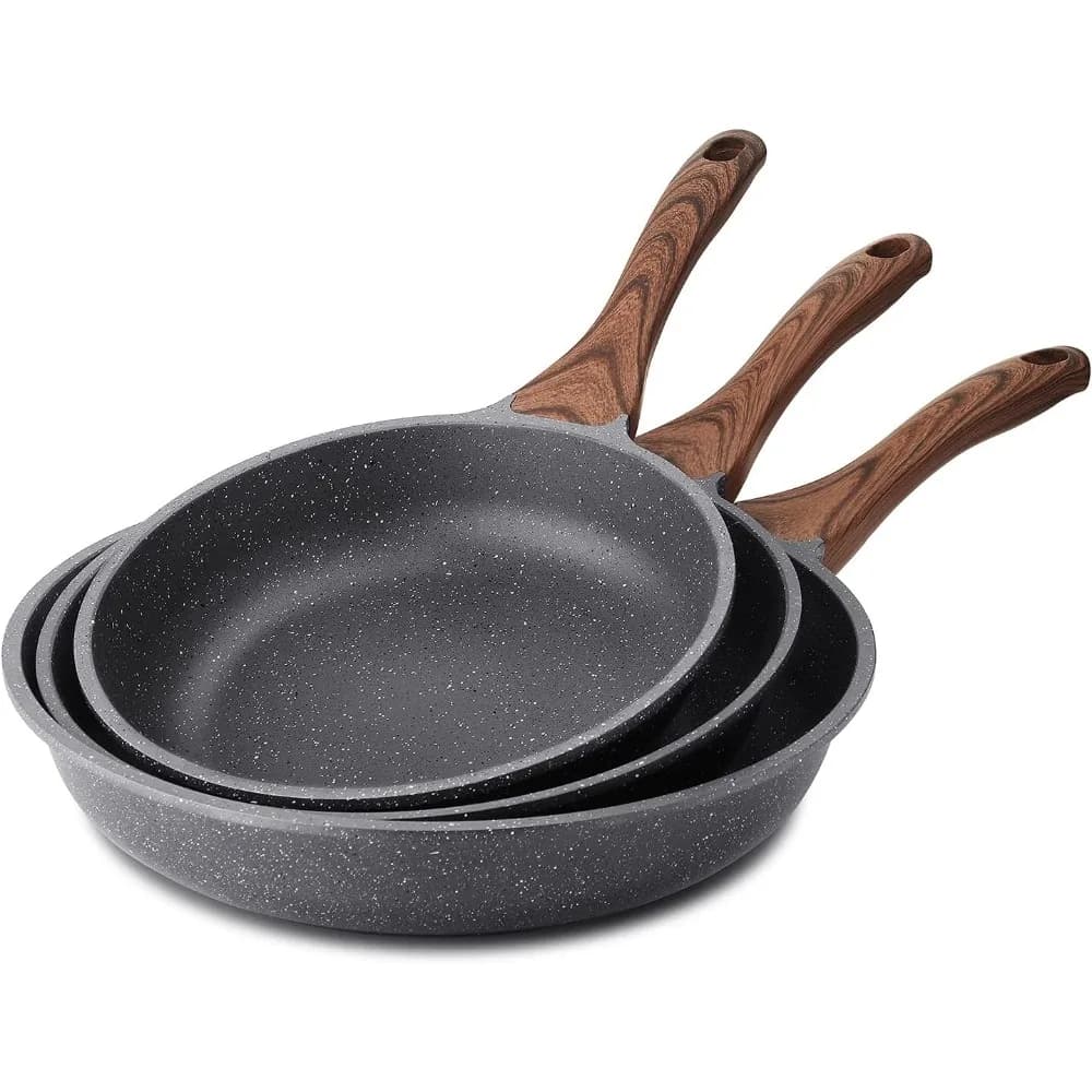Set di Padelle Antiaderenti Salutari con Rivestimento in Granito Svizzero Senza PFOA 9,5 11 12,5 Pollici