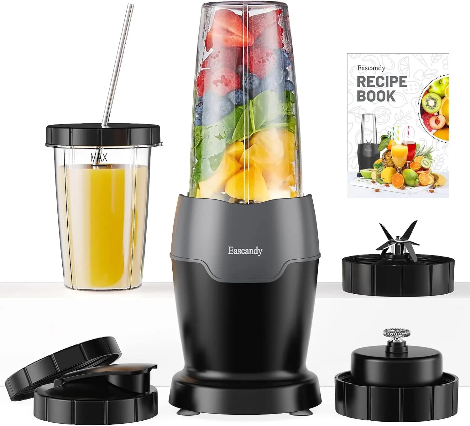 900W Smoothie Blender with Milk Frother, 12-in-1 Set, 2 Tritan Cups, Stainless Steel Blades