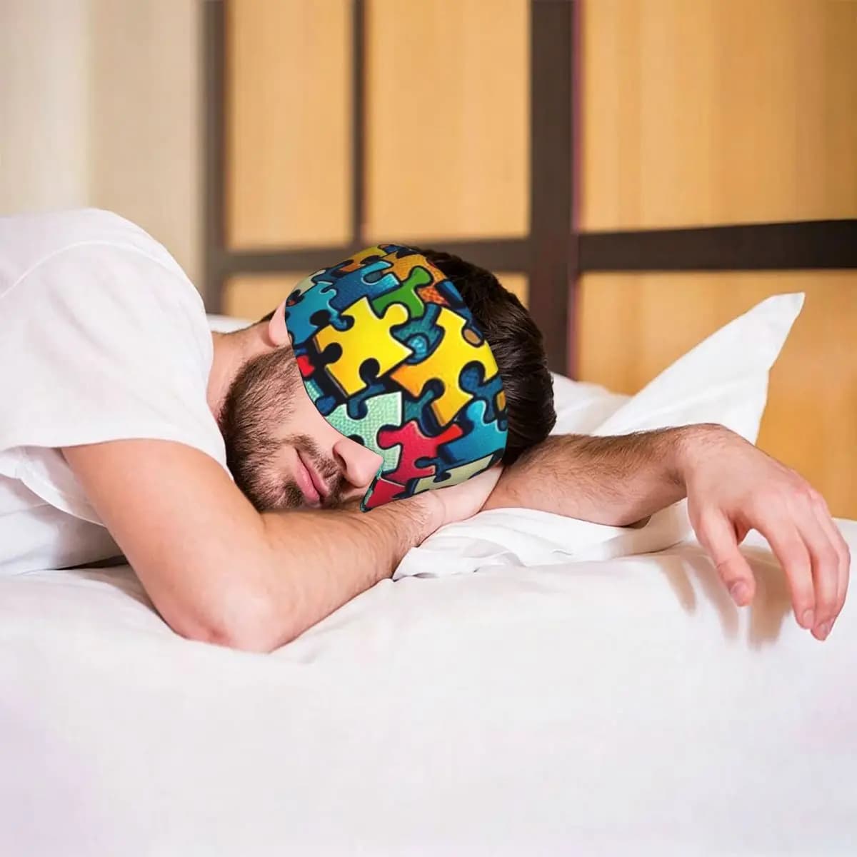 Autism Awareness Colorful Puzzle Piece Print sleep eye mask Portable Eye Cover for Girls Boys Travel Party Eyeshade eyepatch