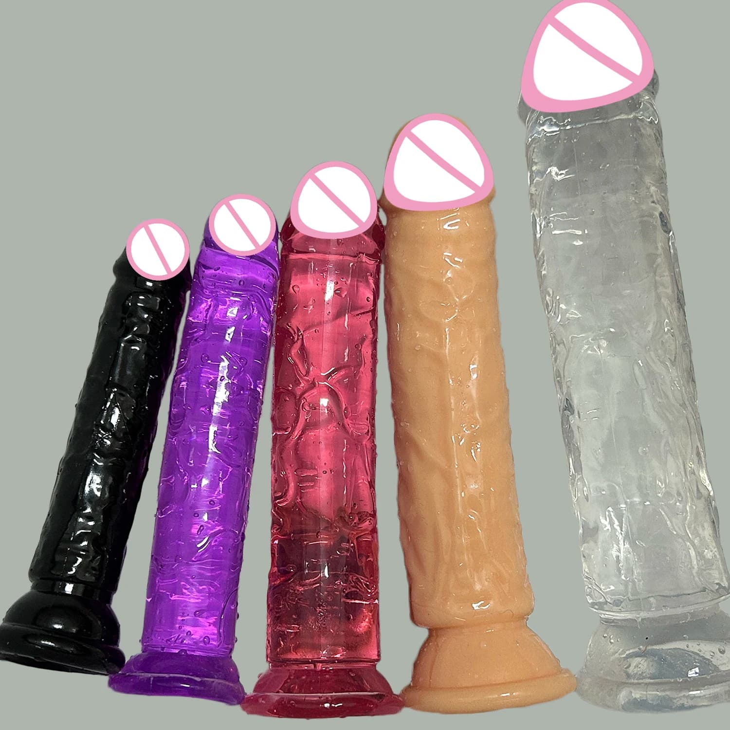 A buon mercato 6 Formati Realistico Grande Gelatina Dildo Donne Erotici Giocattoli Del Sesso Anale Gay Morbido Clitoride Masturbatori Vaginale Pene Ventosa Cazzo