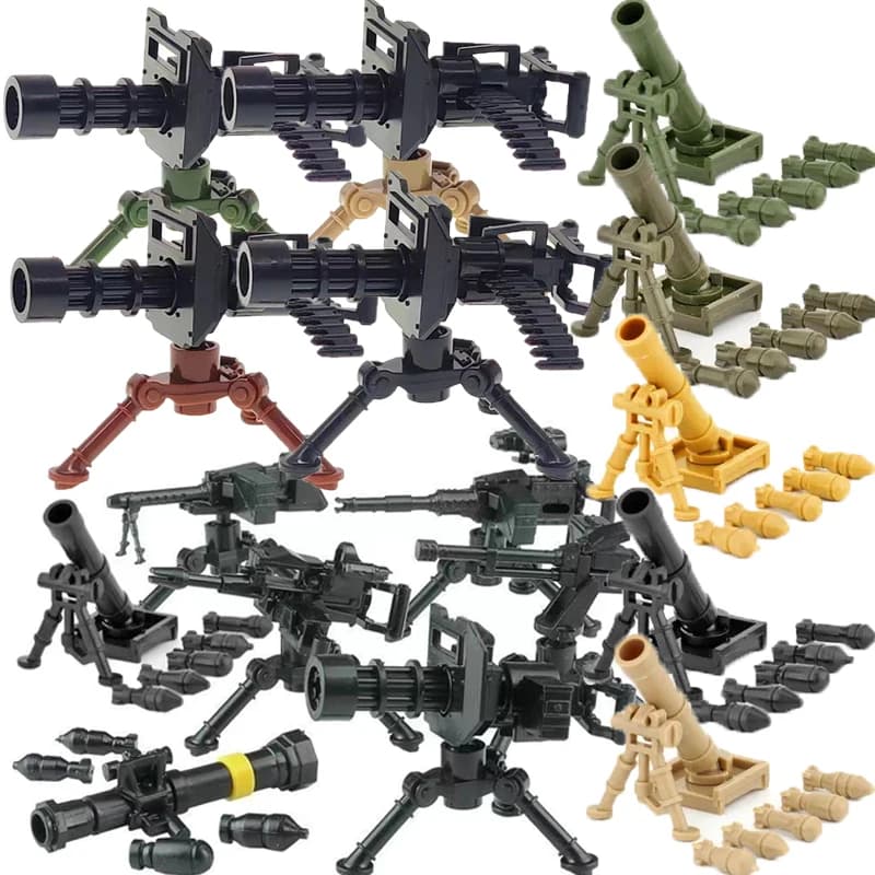 Blocchi di costruzione militari Compatibile Figure di soldato Armi dell'esercito Pistole Regali Accessori per attrezzature NSV Gatling Mortaio Giocattoli
