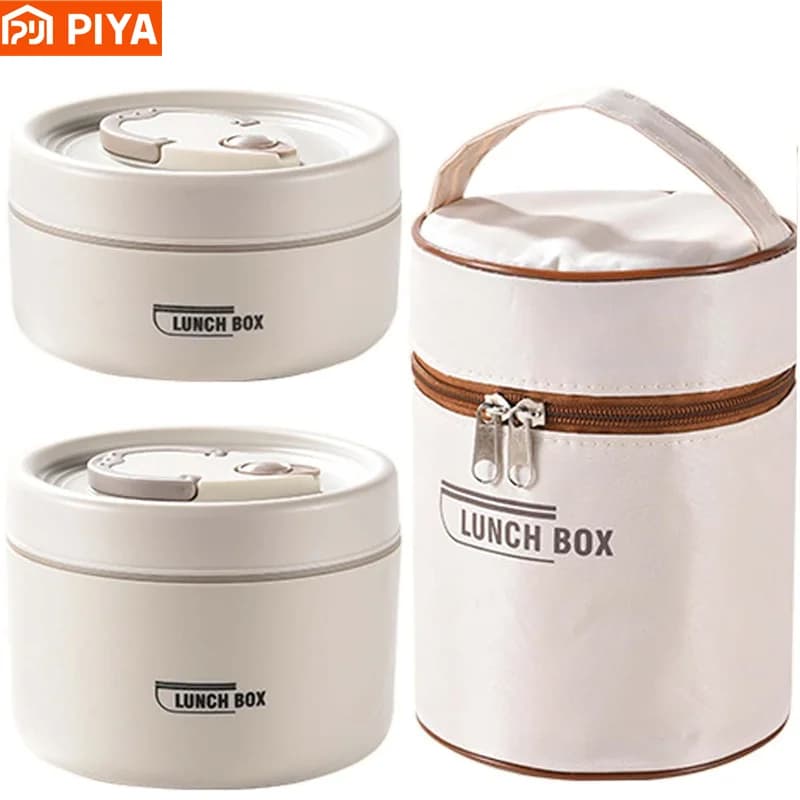 Set di contenitori per il pranzo isolati portatili per adulti, Bento Lunch Box impilabile in acciaio inossidabile per cibi caldi, alimenti termici a tenuta stagna