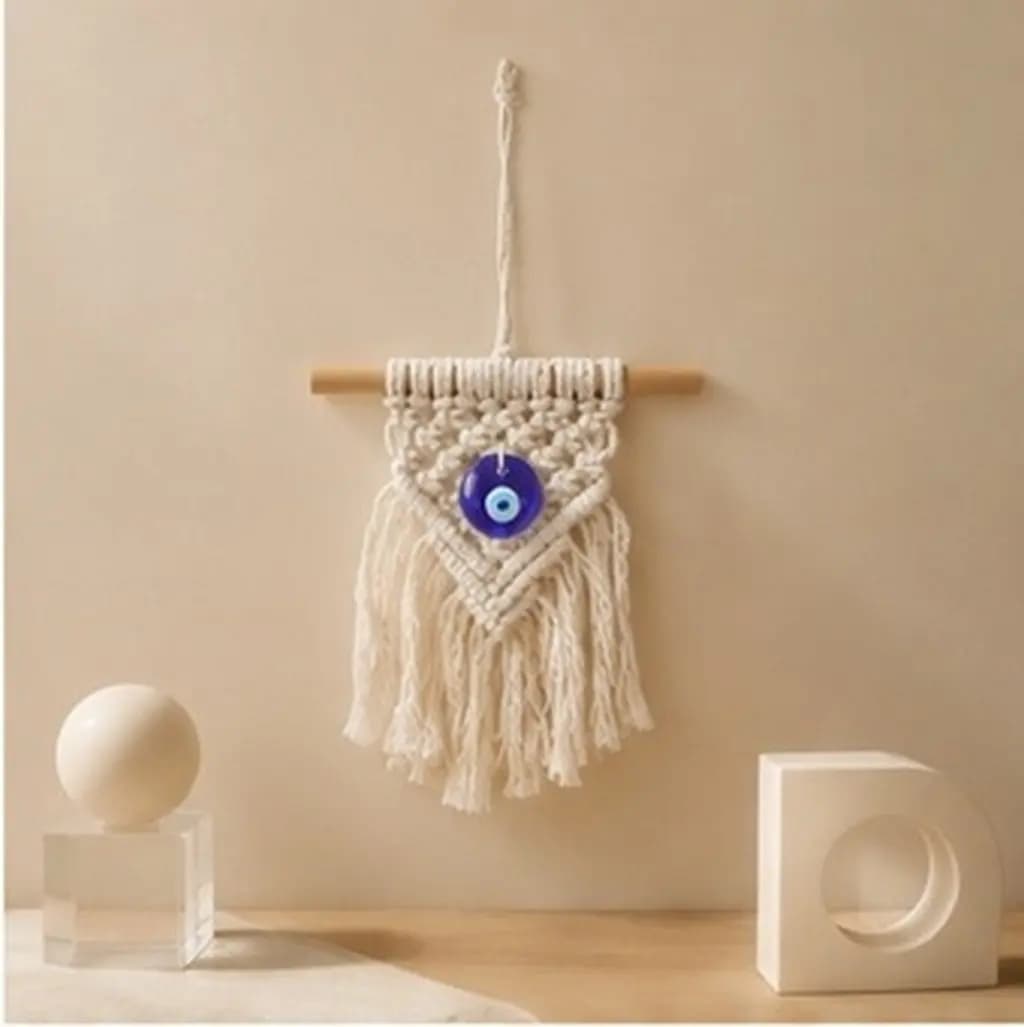 Bohemian Macrame Tassel Tapestry Evil Hanging Natural Color Rustic Style Home Decor Bedroom Living Room Woven Warming