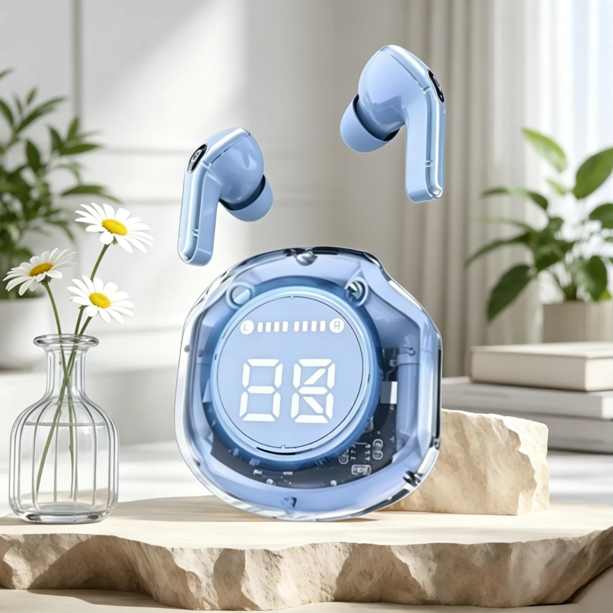 Auricolari wireless TWS Bluetooth 5.3, cuffie sportive da gioco con riduzione del rumore e bassi potenti per smartphone