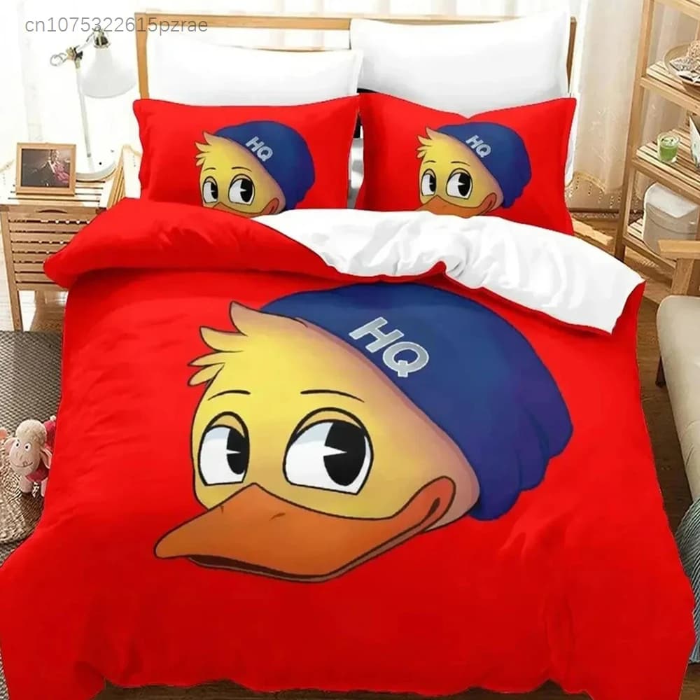 3D Cartoon Quackity Duck Bedding Set Duvet Cover Bed Set Quilt Cover Pillowcase Comforter King Queen Size Boys Adult Bedding Set