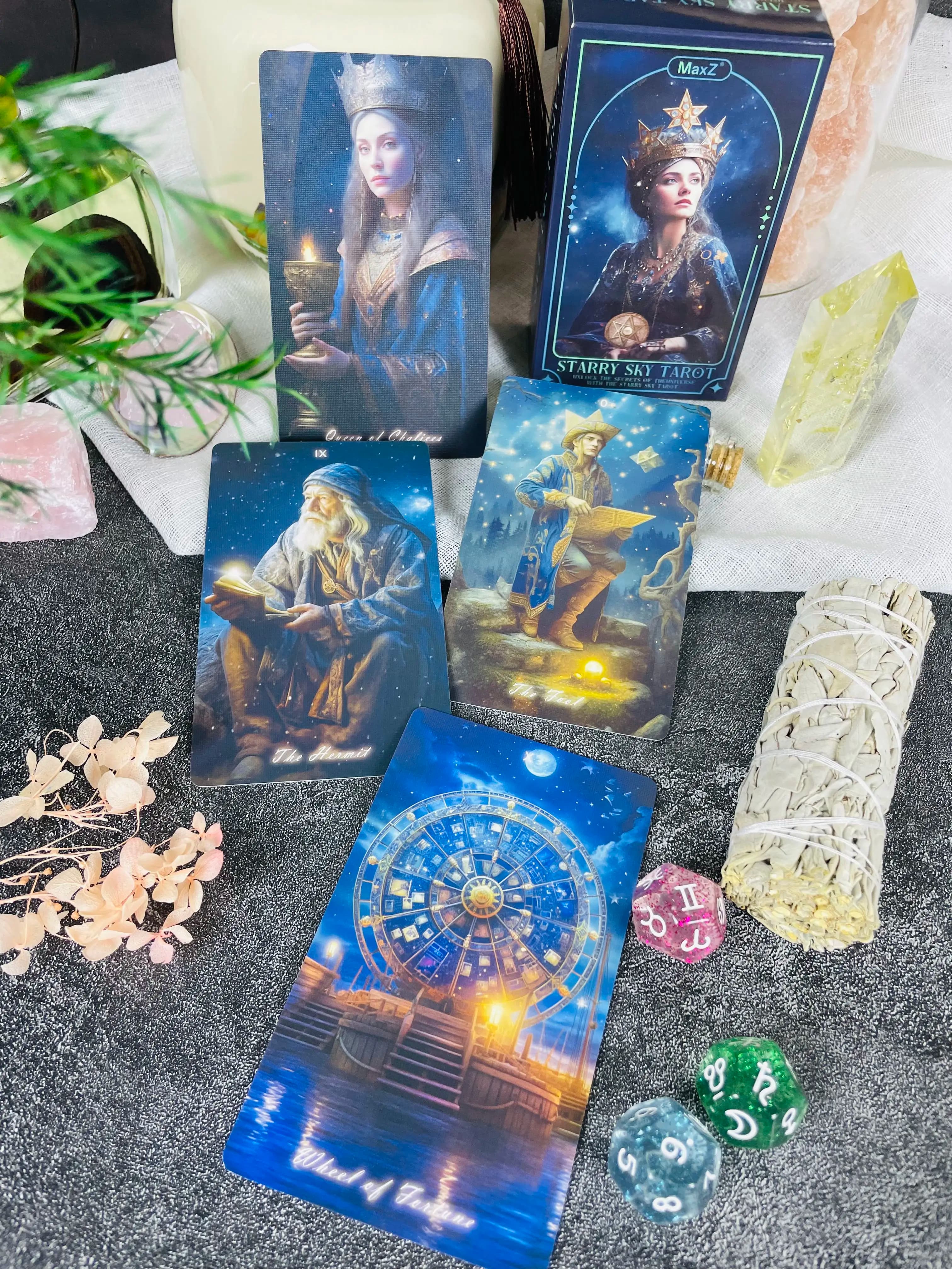 Starry Sky Tarot Set Moon Star Theme Mystic Cards Thick Material 400g Beginner to Pro Use Global Customers Top Choice