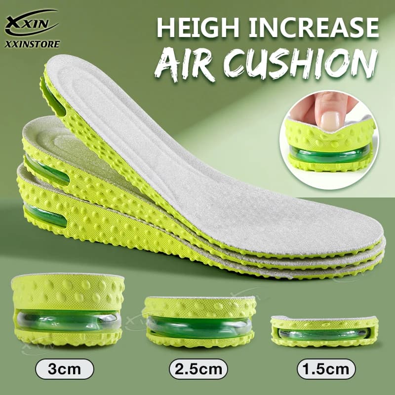 【Xxin】1.5/2.5/3cm Height Increase Insoles Air Cushion Shock Absorption Shoe Cushion Pad Men Women Soft Breathable Insole
