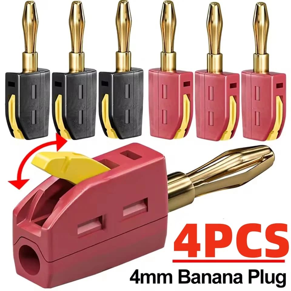 1-6PCS Portable 32A 4mm Banana Plug Solderless Quick Connect High Current Gold-Plated Connectors Audio Copper Speakers Amplifier