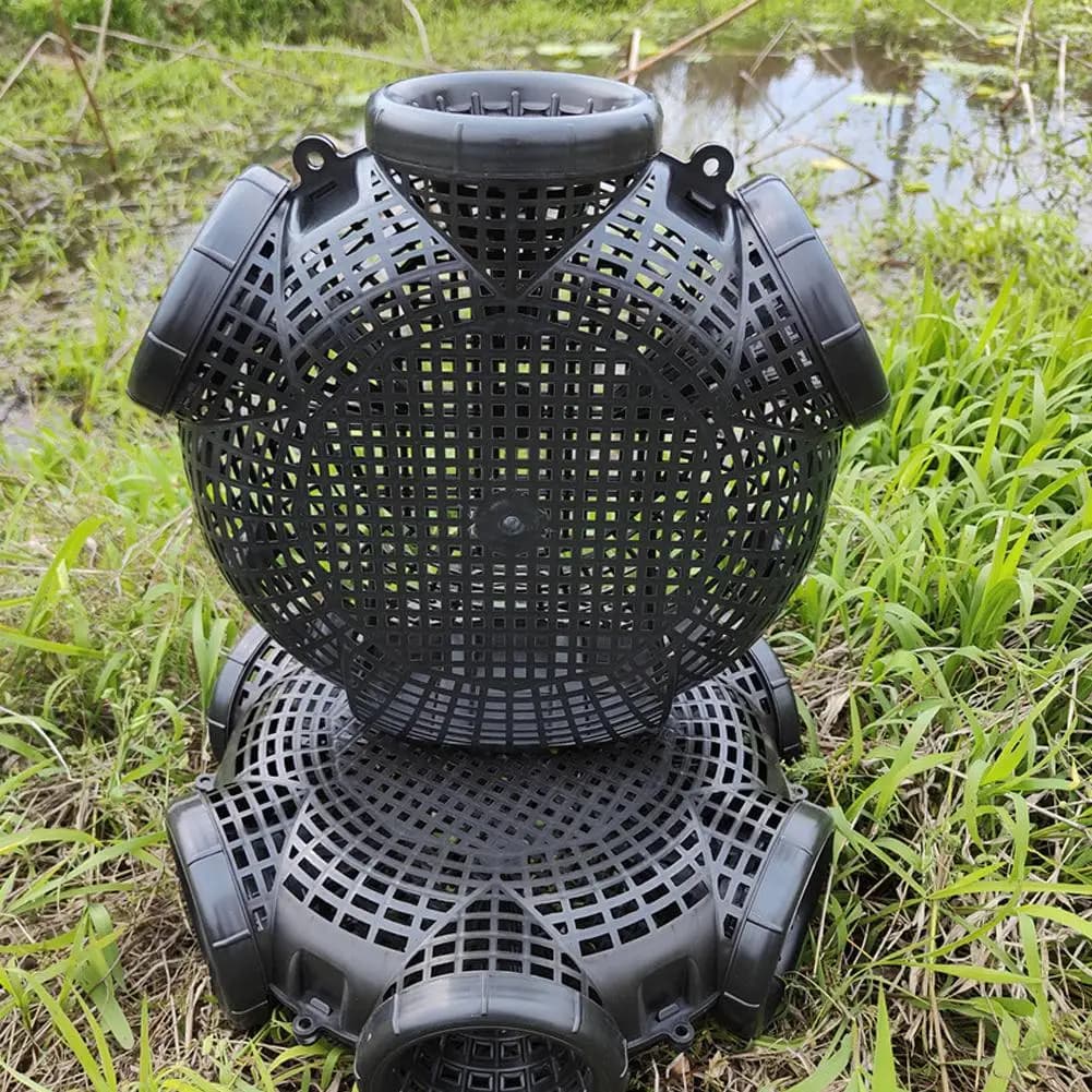 Gabbia per rete da pesca nera Gabbia a rete Finless Anguilla Loach Trappola Pentola da pesca Contenitore in plastica durevole Contenitore per gabbia di fango Trappole da pesca