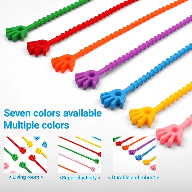 10Pcs Reusable Palm Cable Ties Random Color Multifunction Straps for Wire Key Jewelry Storage Organizer