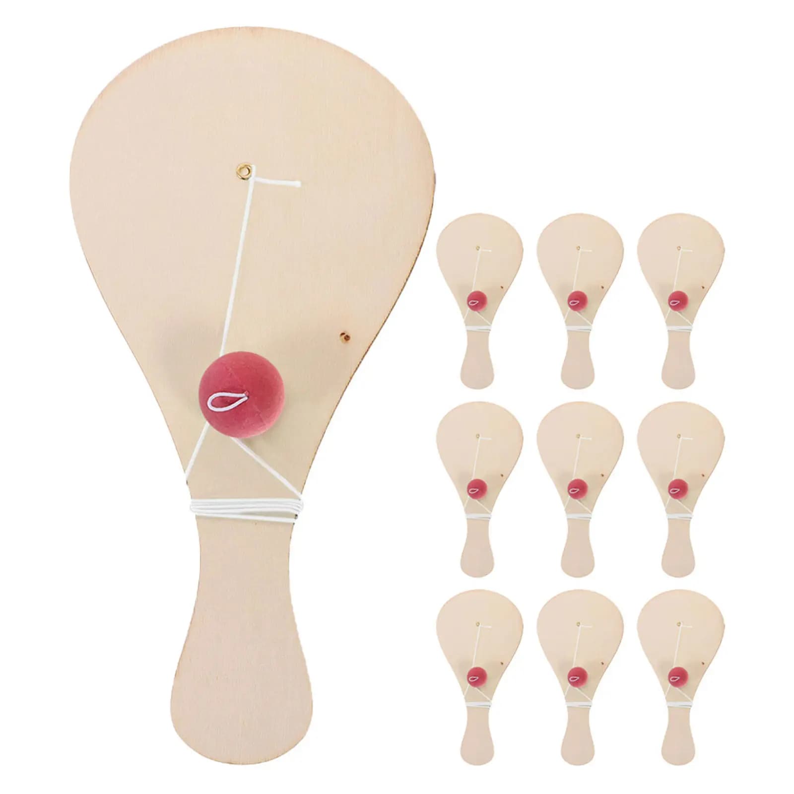 Set di 10 Pezzi di Tavole Vuote per Paddle Ball in Legno Naturale, Gioco con Corda Rimbalzante per Bambini, Feste Scolastiche, Regali di Natale, Fai da Te e Arte