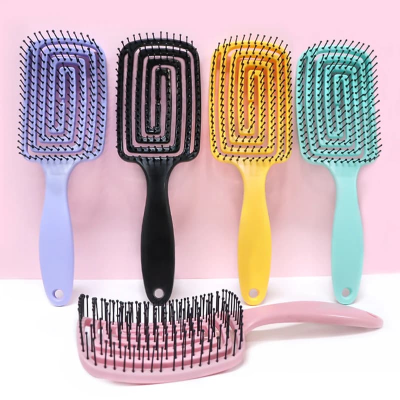 Women's hair brush, antistatic distracting brush with air cushion, scalp massage comb for ironing and hairstyle, different colors (Gallo/Viola/Nero/Rosa/Menta) for daily use