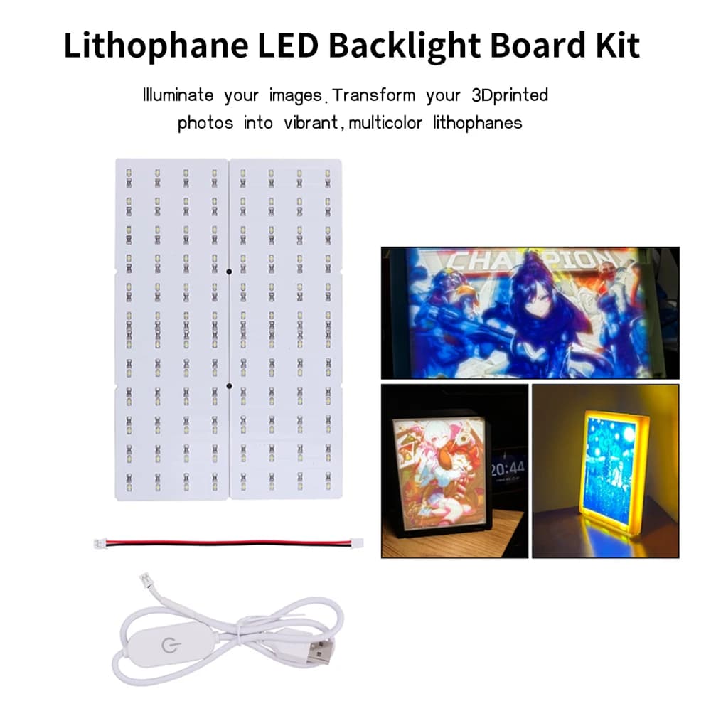 Lithophane LED Backlight Board Kit For Bambu Lab P1P P1S X1 X1C X1E A1 A1mini DIY Lithophane Photo Model for Bamboo 3D Printers
