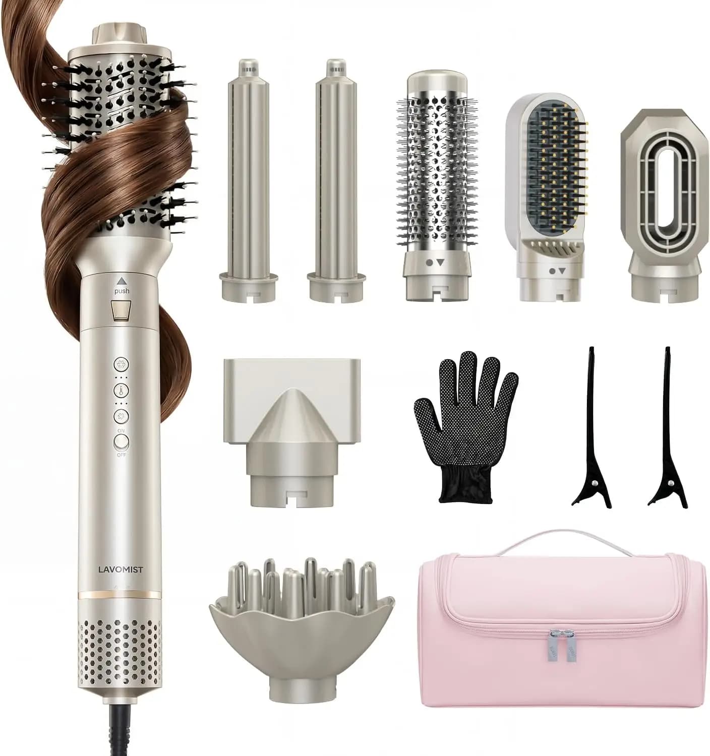 Spazzola Asciugacapelli e Styler ad Aria Calda 8-in-1 con Accessori, 110.000 RPM, Asciugatura Rapida Ionica per uno Styling Senza Crespo