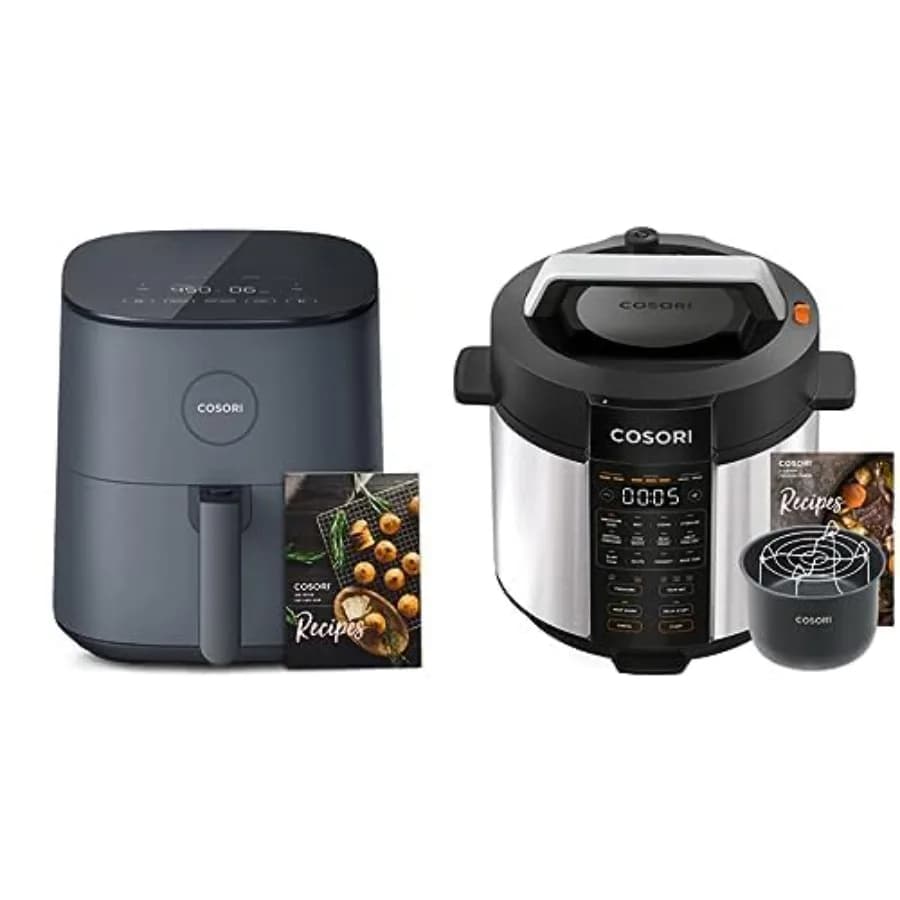 Friggitrice ad Aria 5-Qt Air Fryer Pro LE con 9 Funzioni e Pentola a Pressione Elettrica 6-Qt con 13 Funzioni in Acciaio Inossidabile Nero Multifunzione
