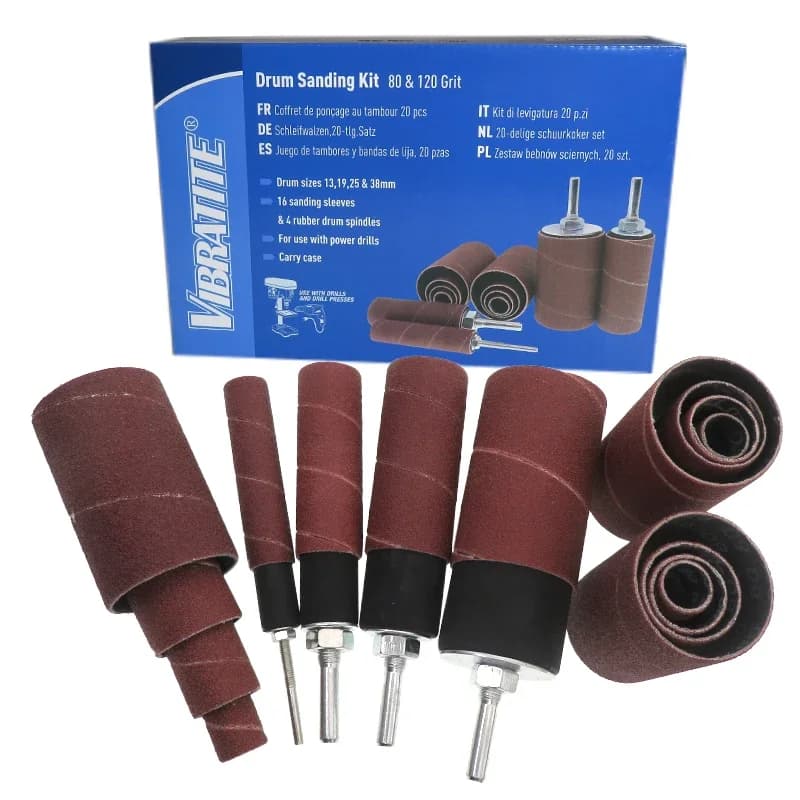 Kit di levigatura a tamburo 20 pezzi Kit di strumenti per levigatrice a tamburo con mandrino in gomma Set per trapano a colonna per bricolage Hobby Carpenteria