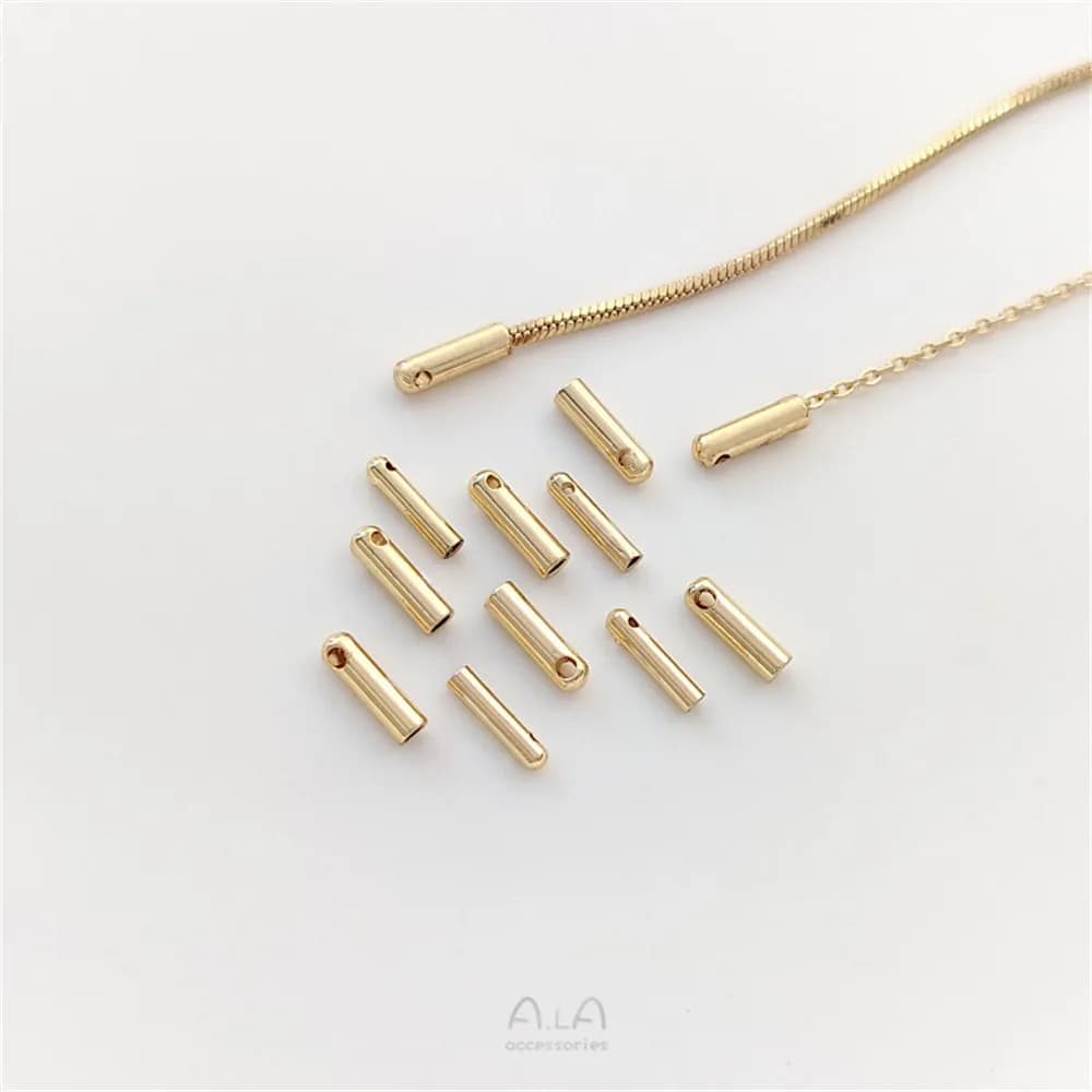 10pcs 14K Bag Gold Colorful Punching Weights DIY Accessories Leather Rope Chain Ending Connection Sleeve Bag Buckle Head
