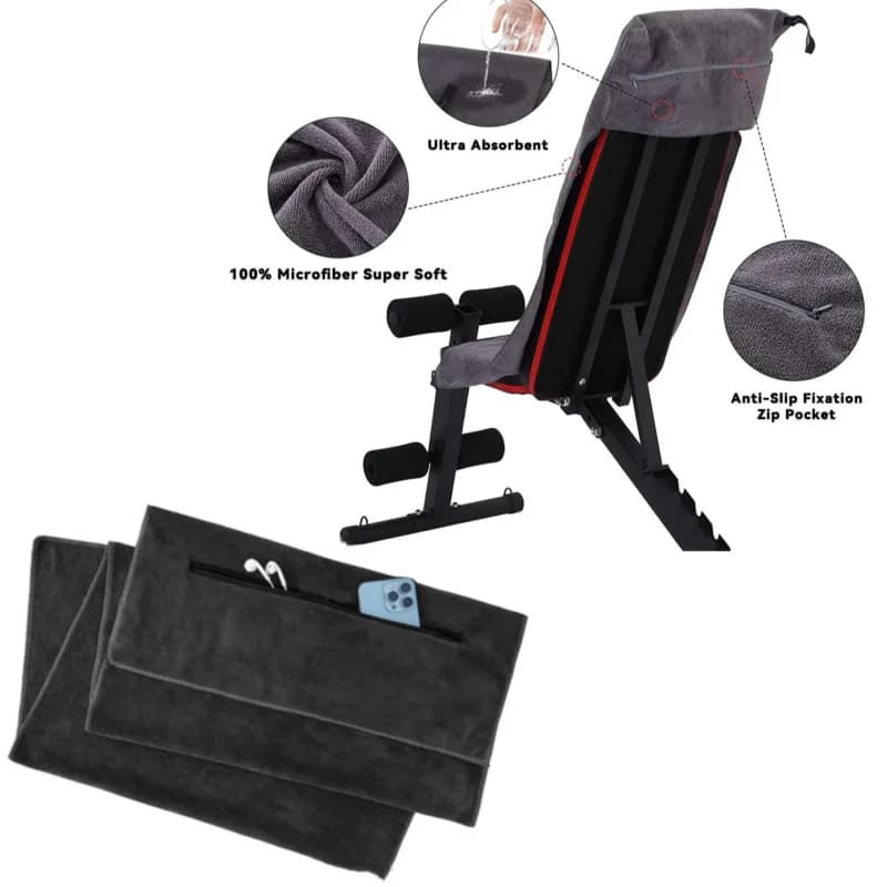 Multipurpose gym towels in microfiber absorbent, protective cover for yoga and fitness mat, bench cover, fast drying