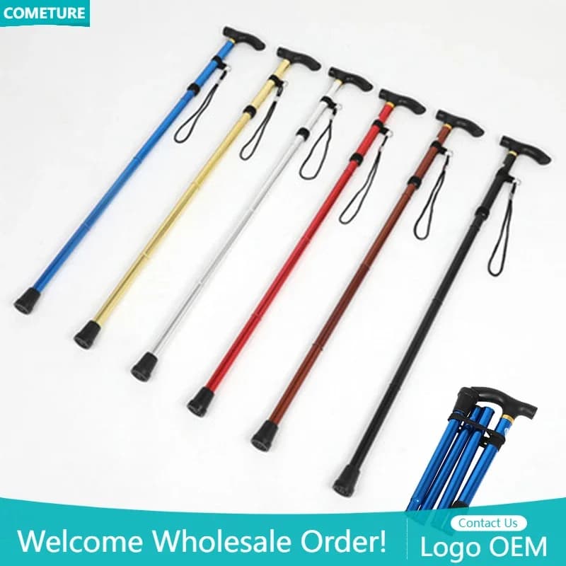 Aluminum Adjustable Foldable Walking Stick Rubber Tips for Hiking Trekking Sticks for Outdoor Sports Ultralight Alpenstocks
