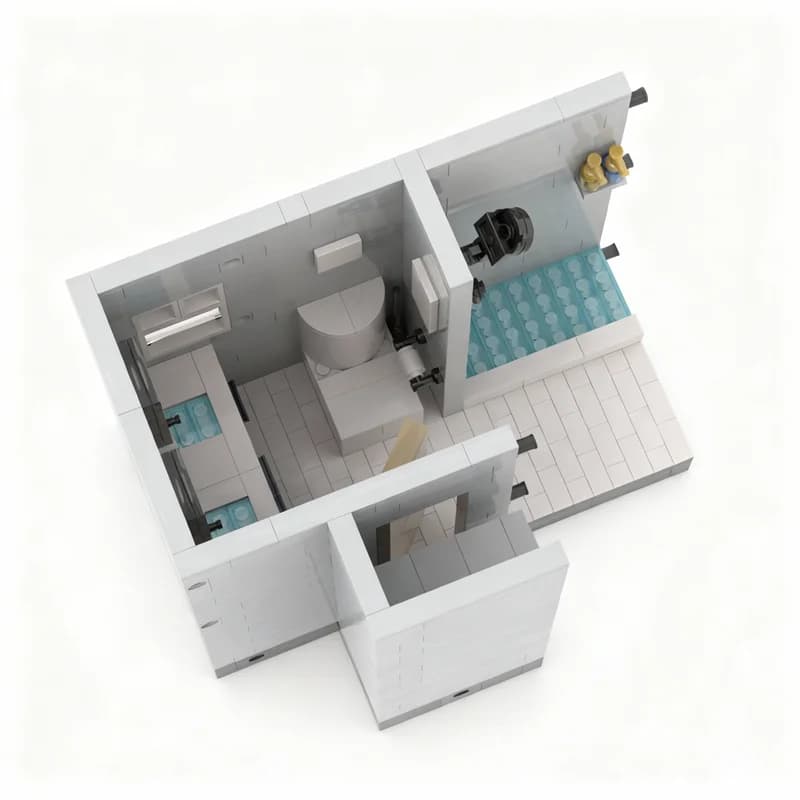 618 pz MOC Bungalow Parte 2 Bagno Modulare Modello Paesaggistico Blocchi da Costruzione Giocattolo Regalo di Natale Idea Creativa Fai da Te