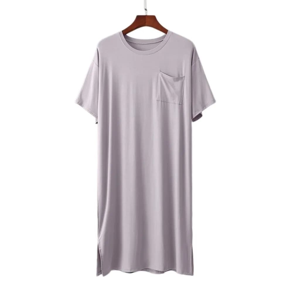 Casual Knee-Length Men's Sleeping Dress Elastic Plus Size Modal Pajamas with Pocket Thin Bathrobe Travel