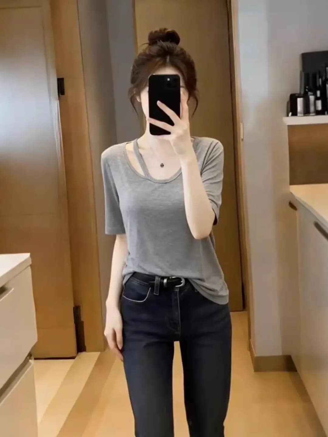 Loose Hollow out Short Sleeve T-Shirt Women's plus Size Korean Style Summer Slimming Design Thin Half Sleeve Top Breathable