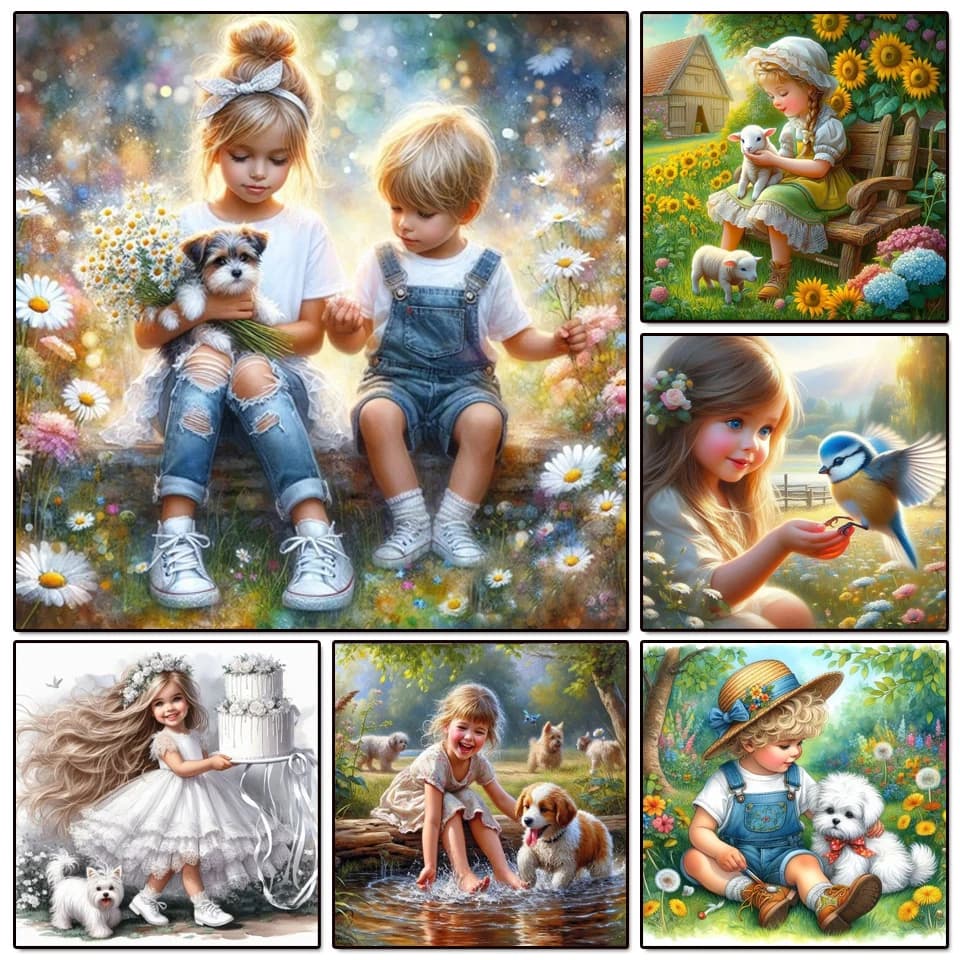 Portrait 5D Diamond Painting Girl Boy Full Square Round Pet Dog Mosaic New Arrivals Arts And Crafts Handmade Hobby
