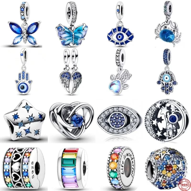 2025 Nuovo originale 925 Sterling Silver Rana Blu Smalto Conchiglia Ciondola Polpo Branello di Fascino Fit Pand Serpente Braccialetto Ragazze Gioielli Gif