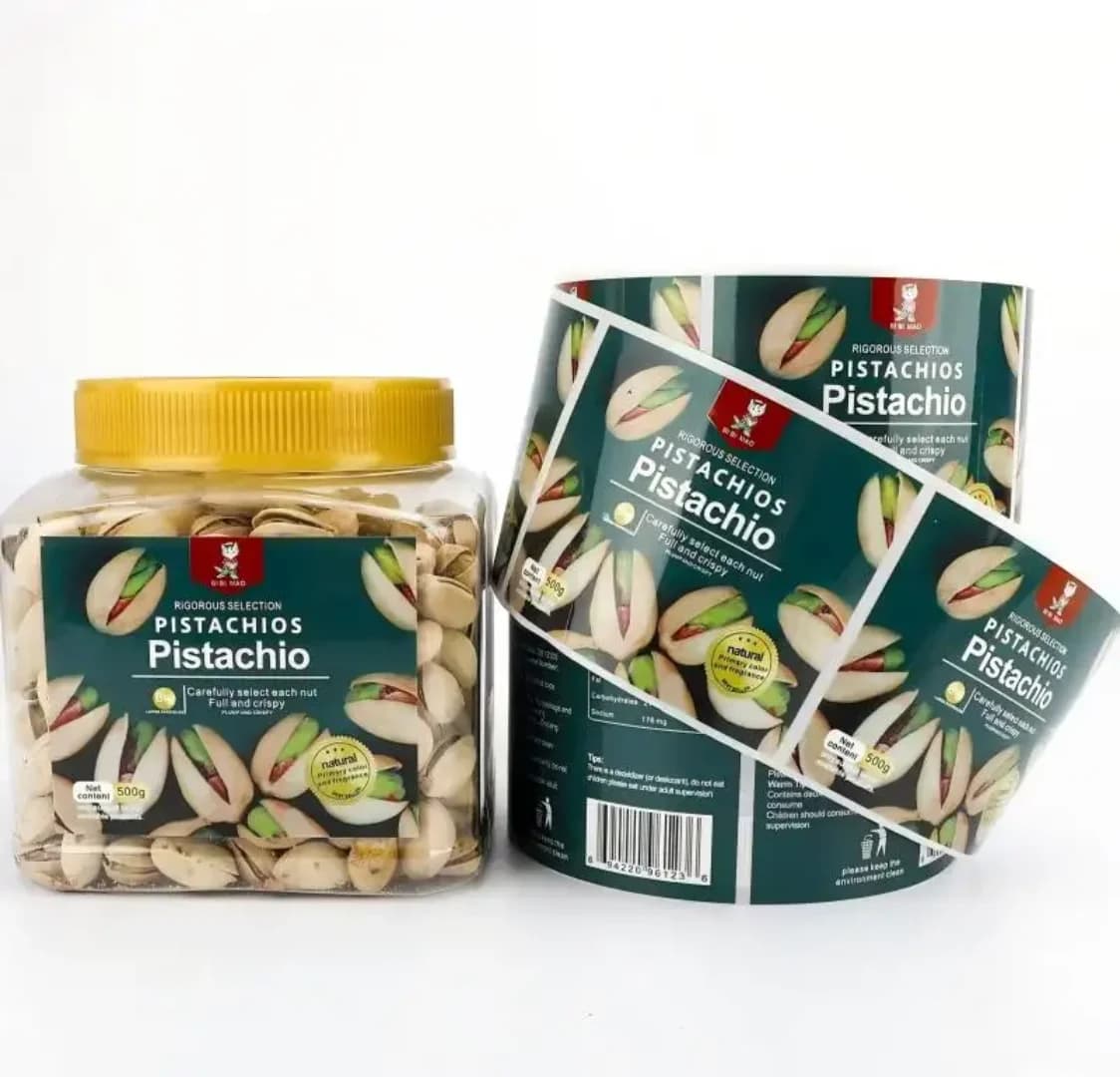 Adesivi personalizzati per snack, noci, frutta secca, sigilli per confezioni alimentari, etichette autoadesive e stampa di loghi. Design personalizzati av