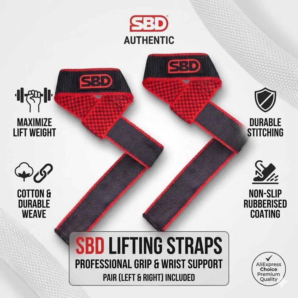 SBD Deadlift Lifting Straps Gym Gloves Pull Ups Chin Up Bar Grip Pads Wrist Wraps Support Powerlifting Training Fitness