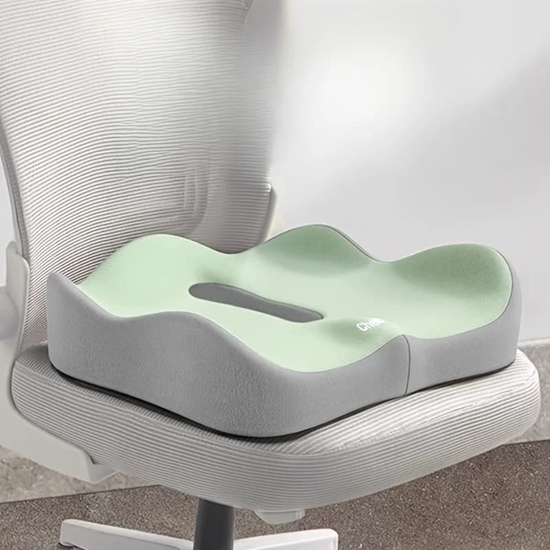 Memory Foam cushion, 3D Ergonomic Support for Auto/Office Chair, Polyester Washable Cover (Light and Grey)