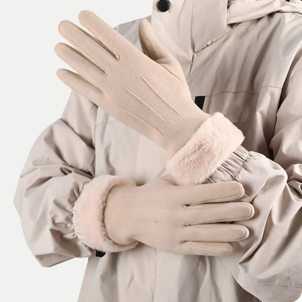 Winter Warm Thick Gloves Suede Gloves Sports Cycling Mittens Lady