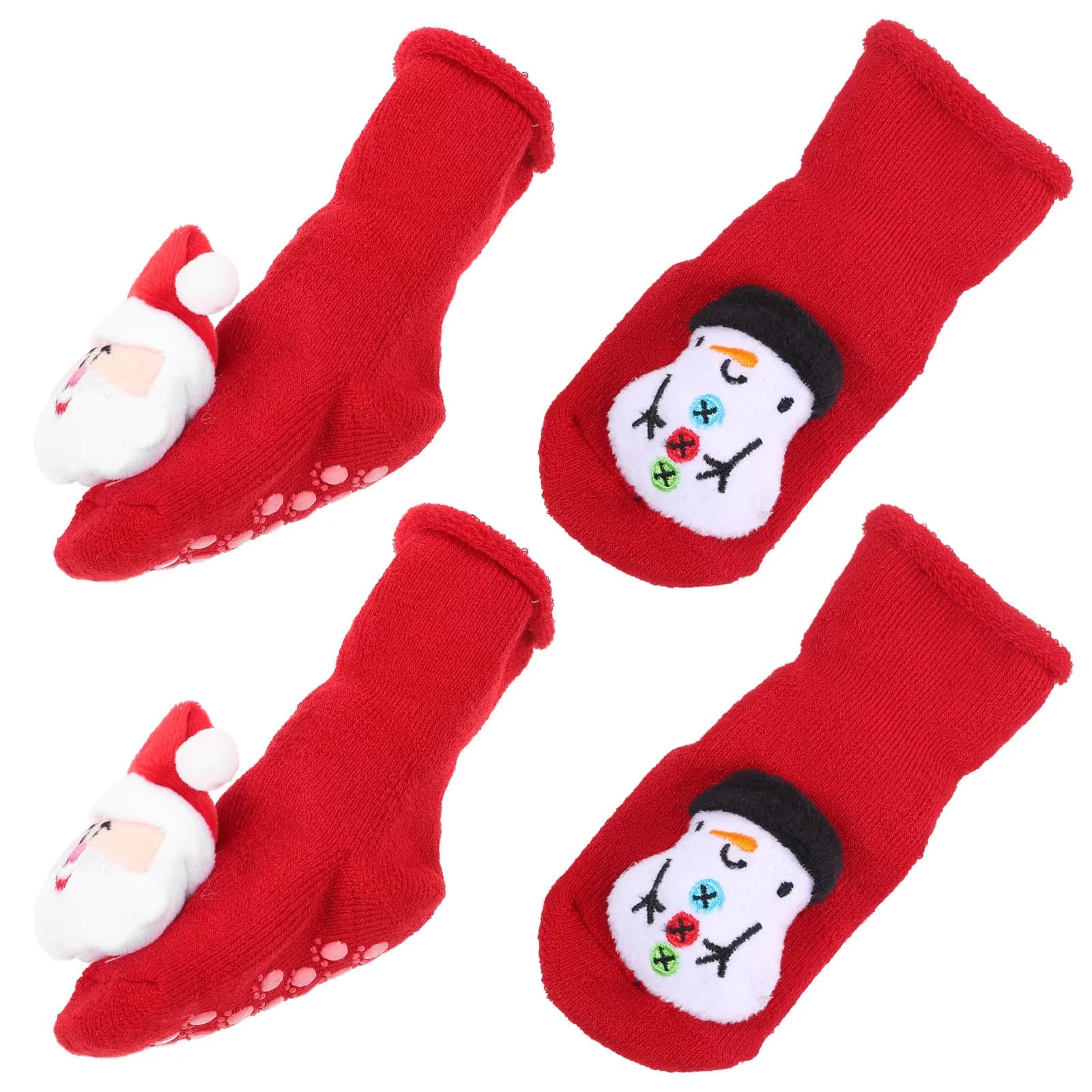 2Pairs Baby Christmas Socks Newborn Winter Warm Cotton Socks Thicken Elastic Ankle Fit Non-Skid Grippers Holiday