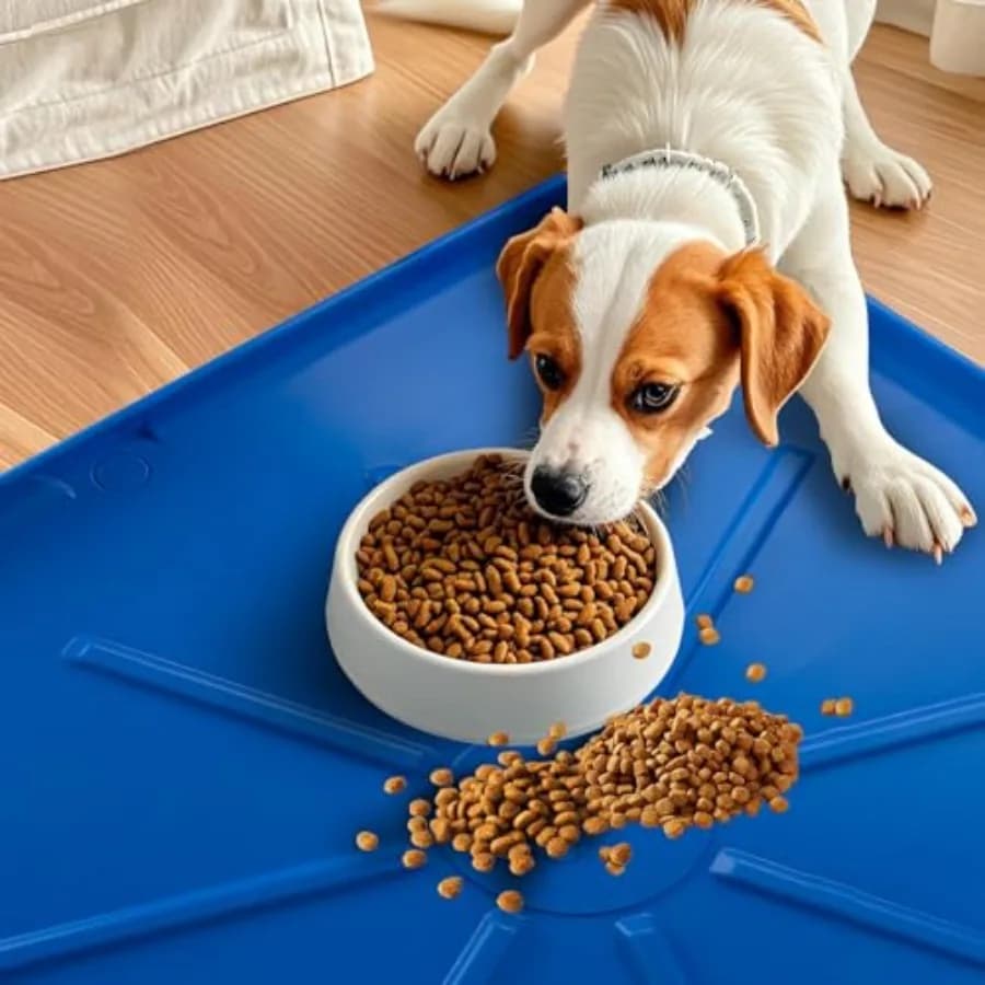 Tappetino Extra Large 30x32 Pollici per Alimentazione Animali Domestici, Antiscivolo e Impermeabile, per Ciotole di Cani e Gatti, Sottobicchiere in Plastica Blu per Facile Alimentazione