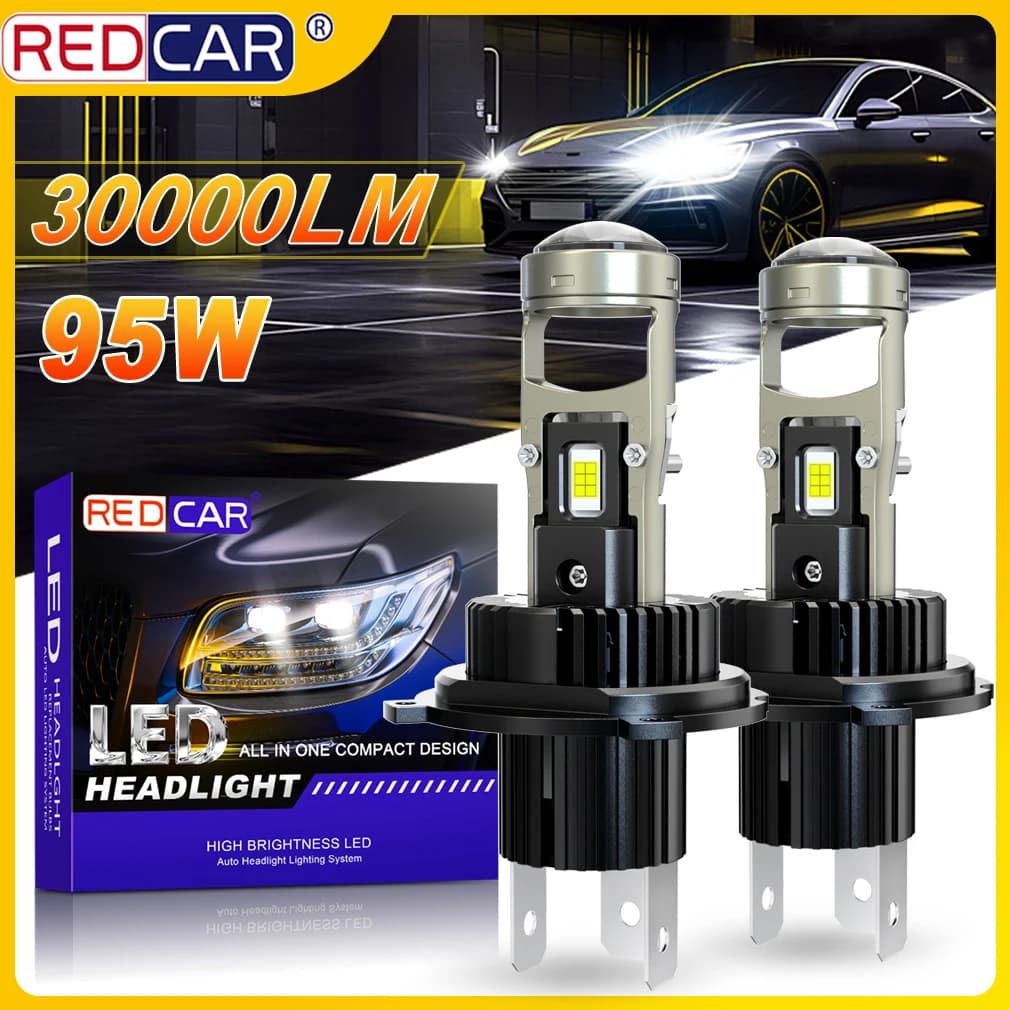 2PCS H4 H7 LED Projector Lens Car Headlight Canbus 30000LM 95W H11 9005 HB3 9006 HB4 Led High Low Beam Mini Lamp 12V 6000K