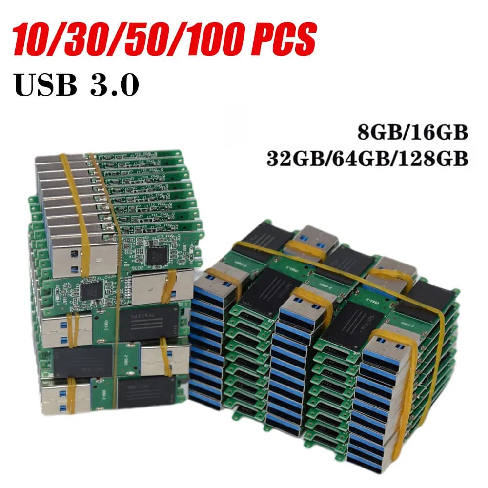 Chiavetta USB 3.0 all'ingrosso da 10-100 pezzi, memoria flash da 8GB 16GB 32GB 64GB 128GB, disco USB, scheda PCB semilavorata, pendrive