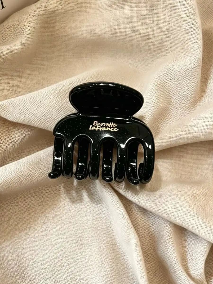 Medium Black Plastic Hair Claw Clip For Women, Lightweight Elegant Minimalist Style Hair Accessory