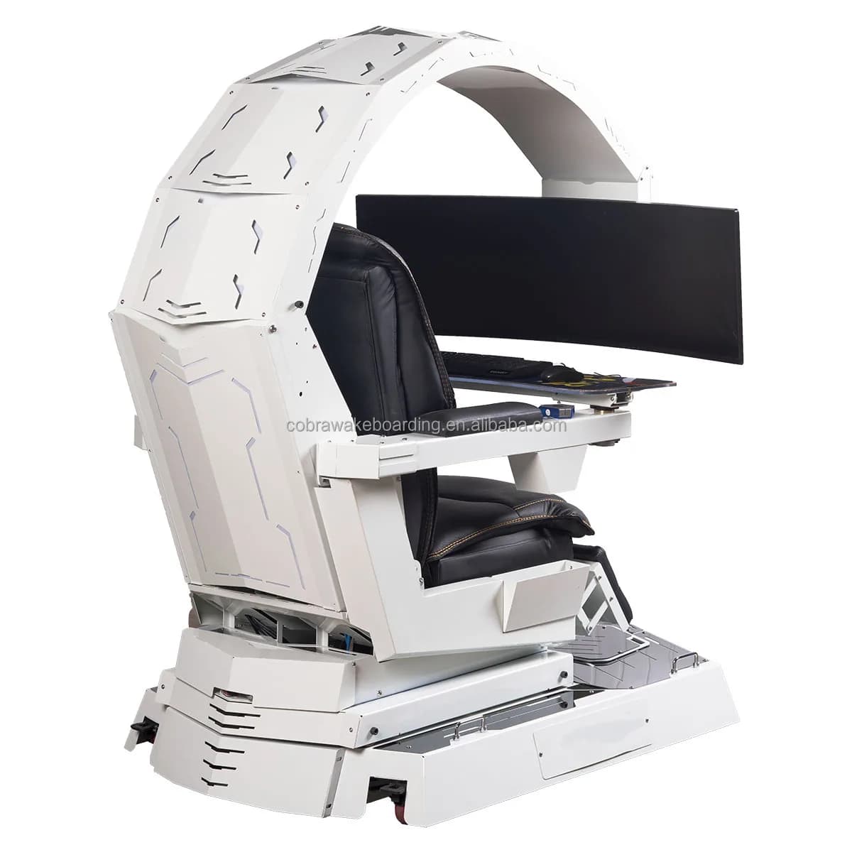 IW-R1 Sedia da Lavoro Reclinabile a Gravità Zero IW IR GIMI COCKPIT per Gaming, Postazione con Triplo Monitor Inclinabile VR Imperator