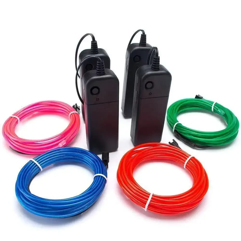 Festive Glow EL Wire Cable LED Neon Party DIY Costume Clothing Car Light Rave 2m/3m/5m Birthday Bar Decoration