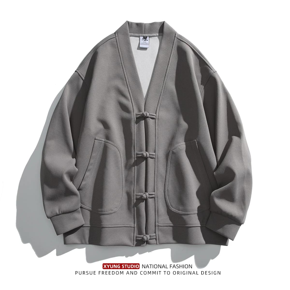 New Chinese Style Button up Knitted Loose Jacket Men's Autumn Winter V-Neck Sweatshirt Fashionable Retro All-Match Outerwear