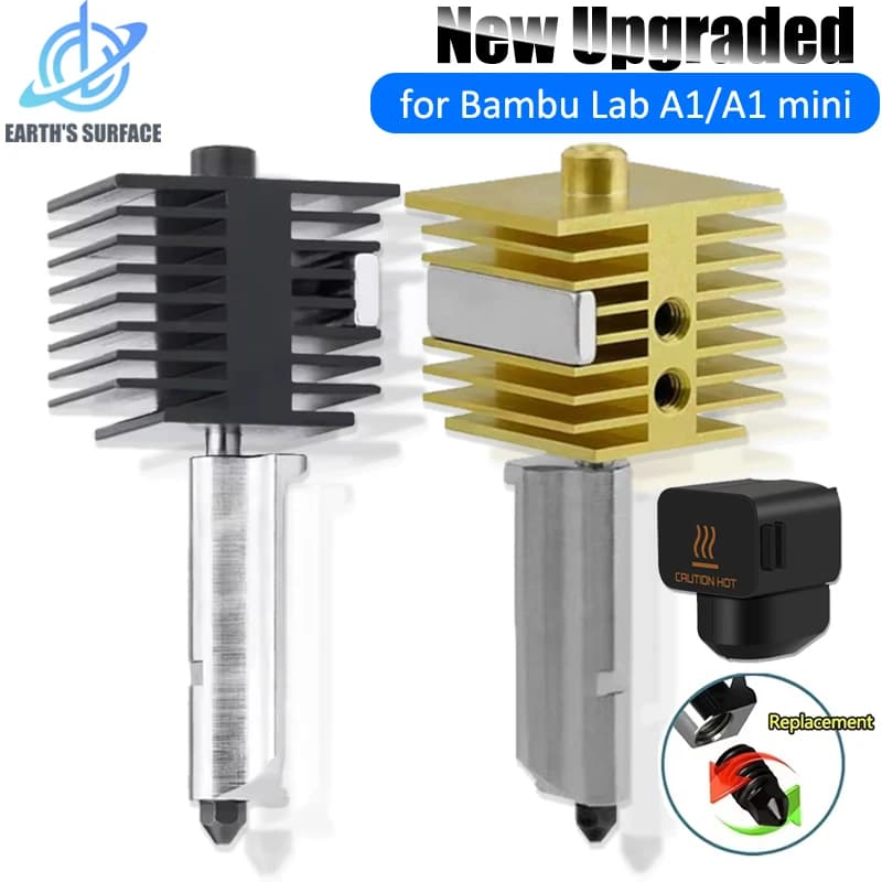 Nuovo aggiornamento parti della stampante 3D Hotend Kit per Bambu Lab A1 A1 Mini Fast Speed Hot End Dissipatore di calore in ottone Ugello in acciaio temprato 0.4mm