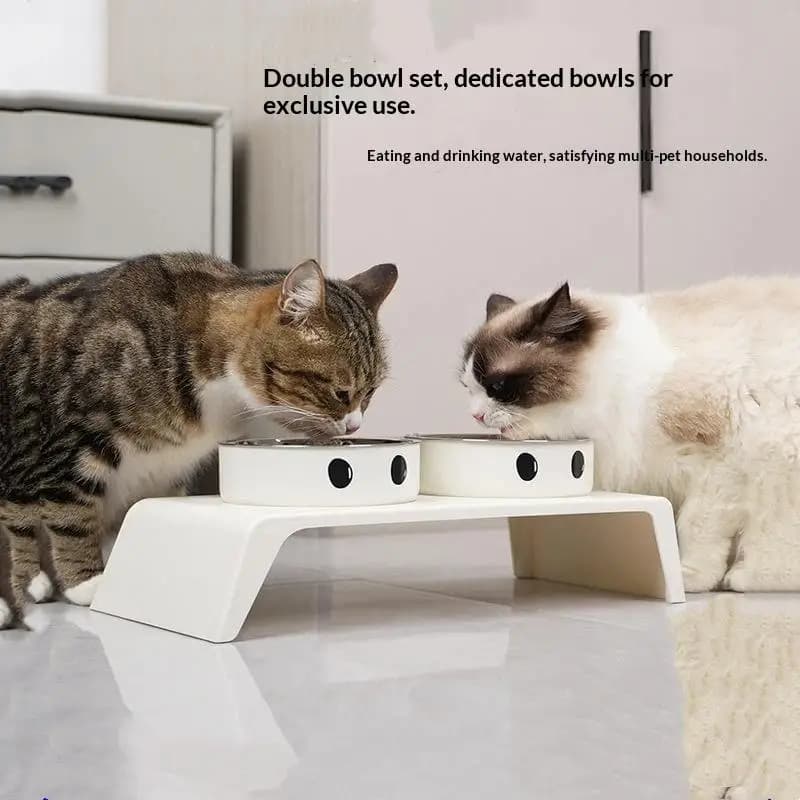 Elevated Pet Feeder Raised Stand With Double Stainless Steel Food Water Bowls For Small Medium Large Dogs Cats