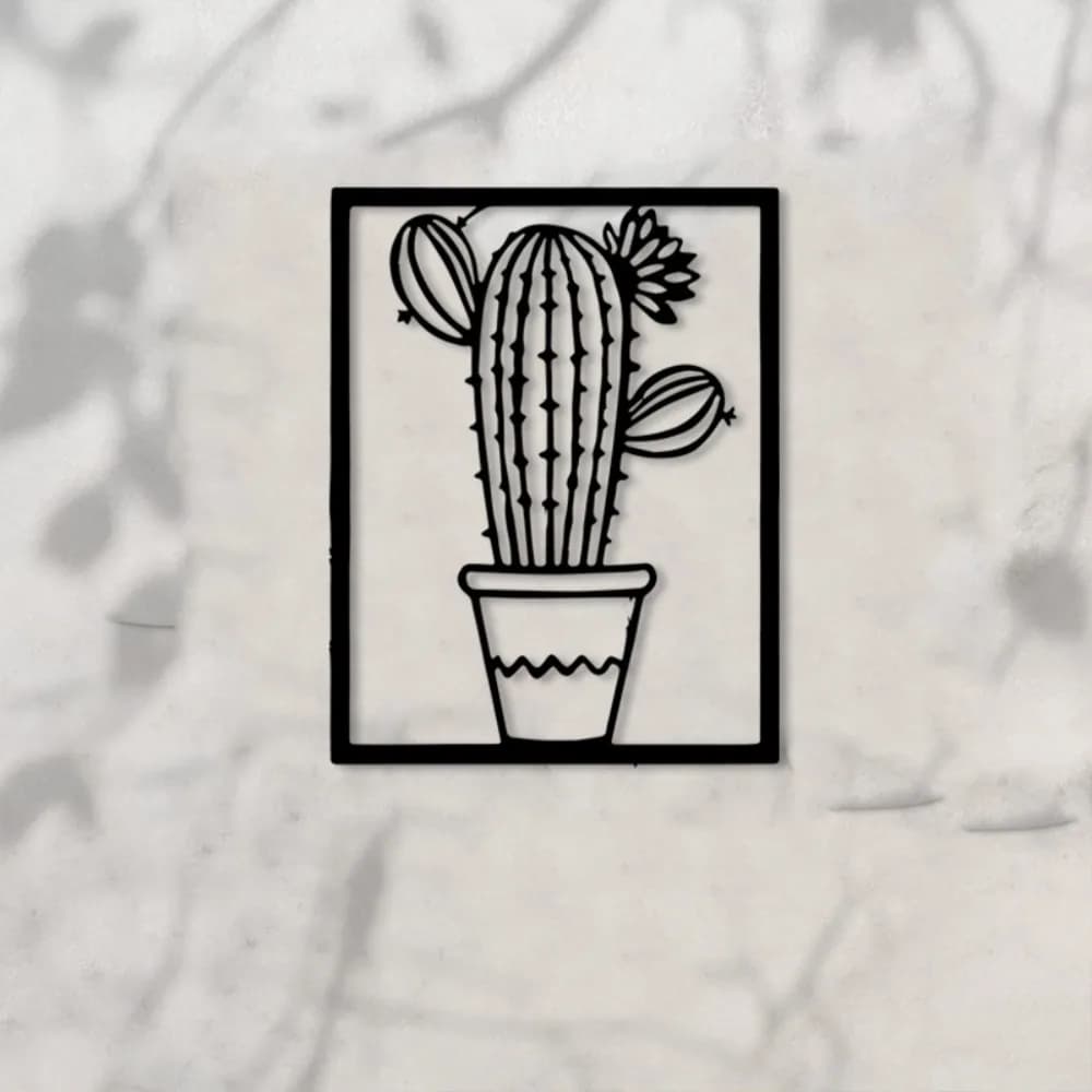 Cactus Trio Iron Wall Art Botanical Potted Plant Black Decor Sunroom Desert Corner Home Garden Fence Ornament