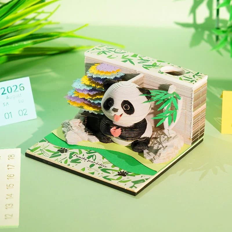Simpatiche note adesive 3D 2026 Panda Design Blocco note Scultura di carta Calendario per l'aula scolastica Insegnante a casa Pendolarismo Regali di festa