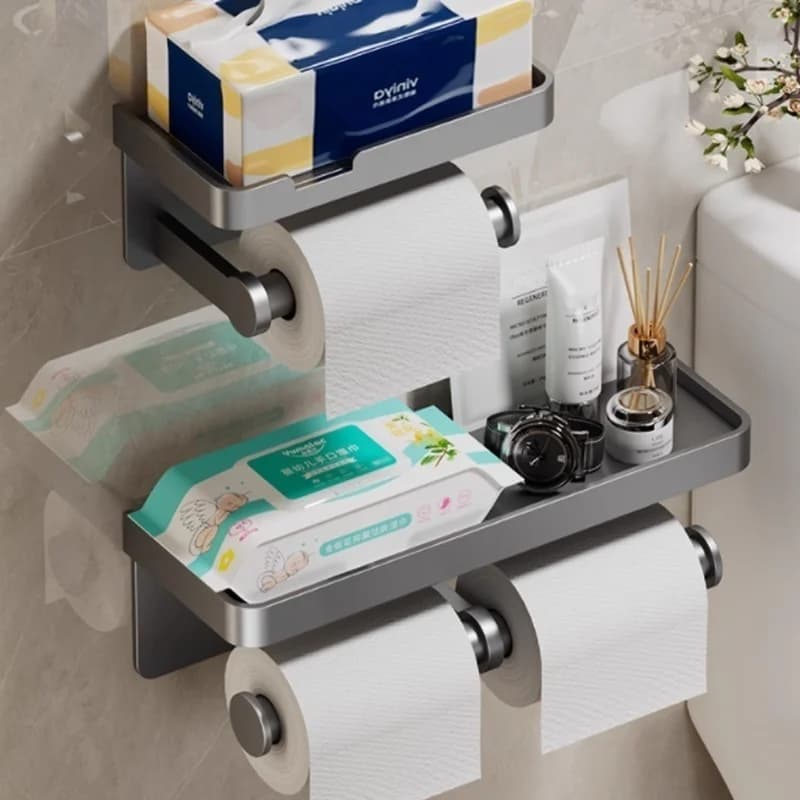 Portarotolo da parete senza foratura in lega di alluminio, porta carta igienica, porta fazzoletti, accessori bagno 2030