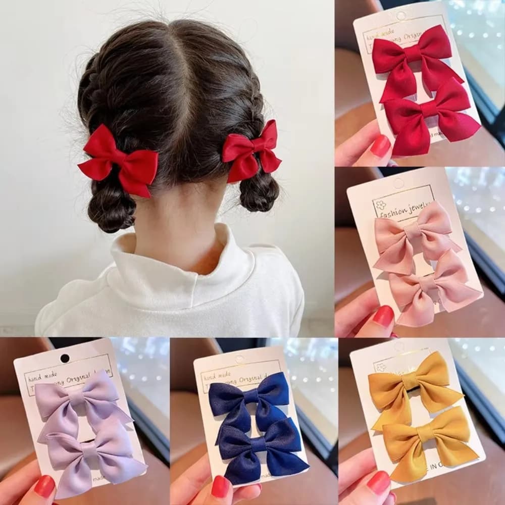 Fermagli per capelli con fiocco da 2 pezzi Fermagli per capelli eleganti con fiori per bambini Set da donna Accessori per capelli con forcina Accessori Bair in stile coreano